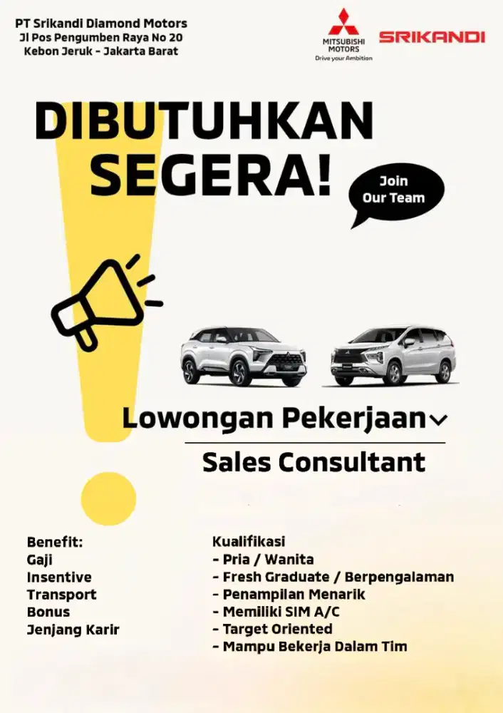 DIBUTUHKAN SEGERA SALES MARKETING