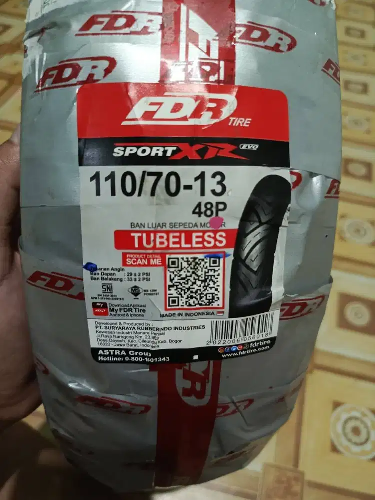 BAN MOTOR TUBELESS FDR SPORT XR EVO Ring 13 | Maxi Skutik | Original