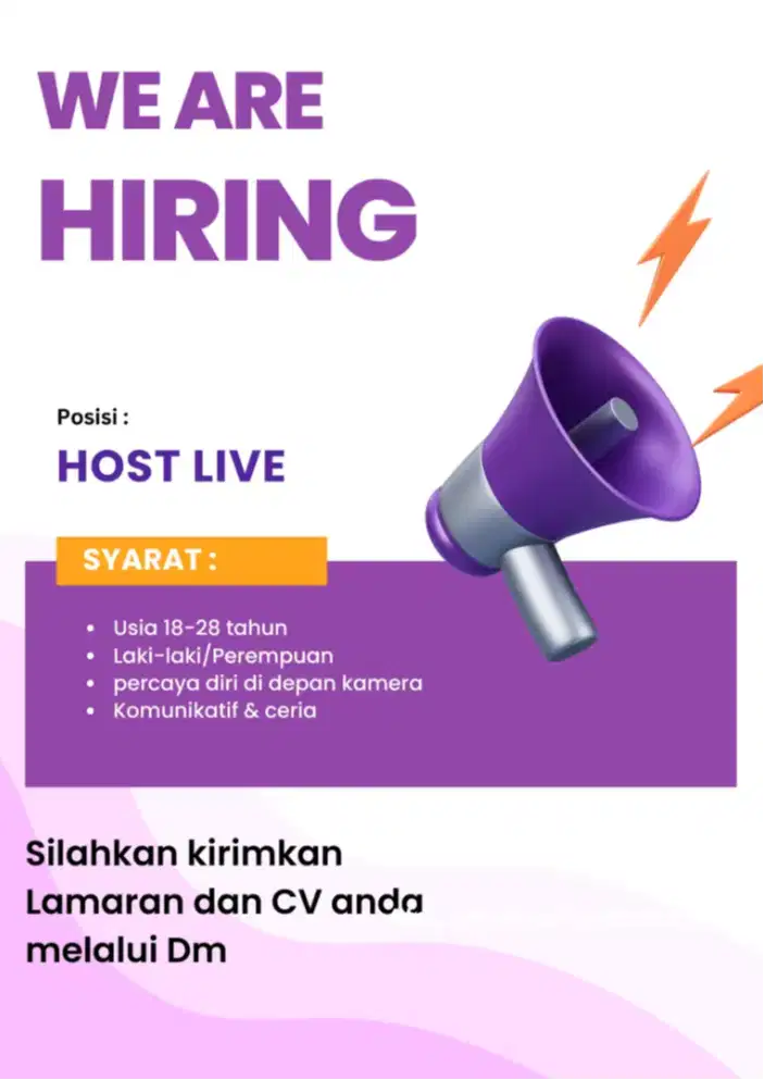 Lowongan Host Live – PT Raise Infiniti Global Green Ville,JakartaBarat