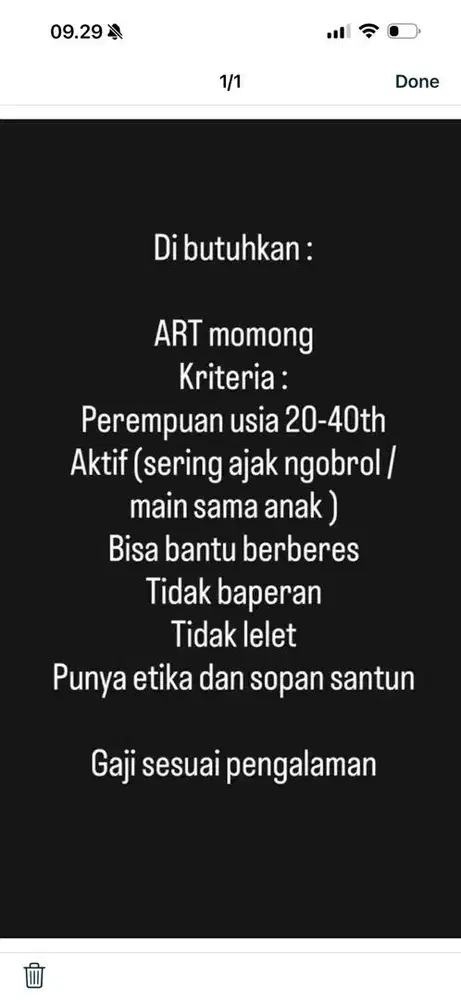 Lowongan ART umur 18-35th