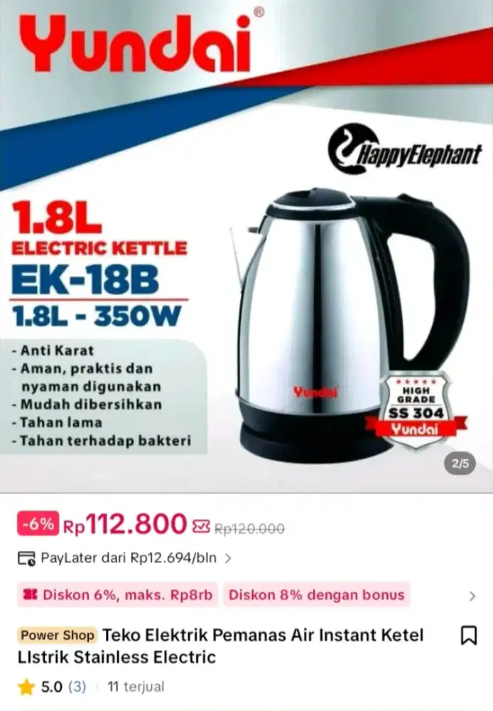 Teko elektrik merek Yundai