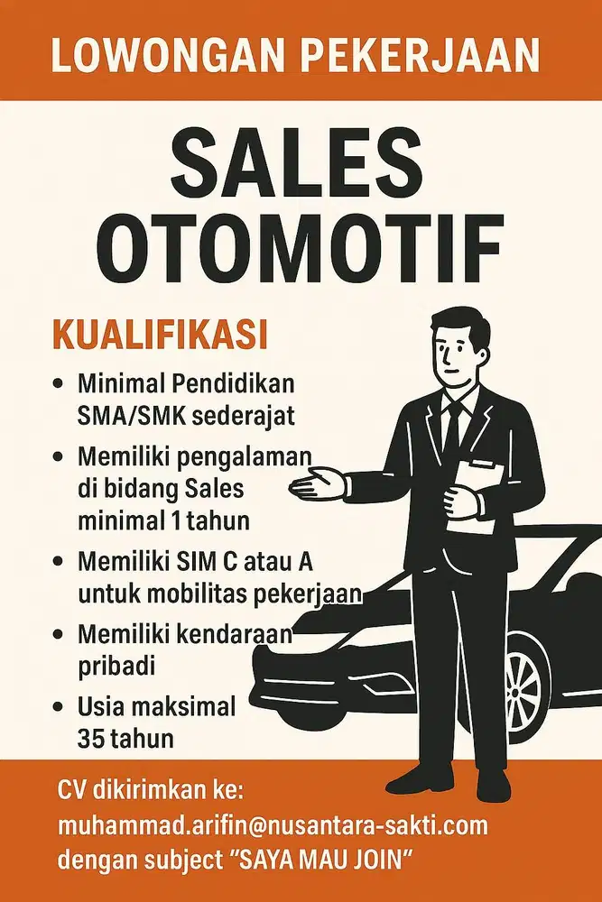 Lowongan Kerja Sales Otomotif Tanggerang