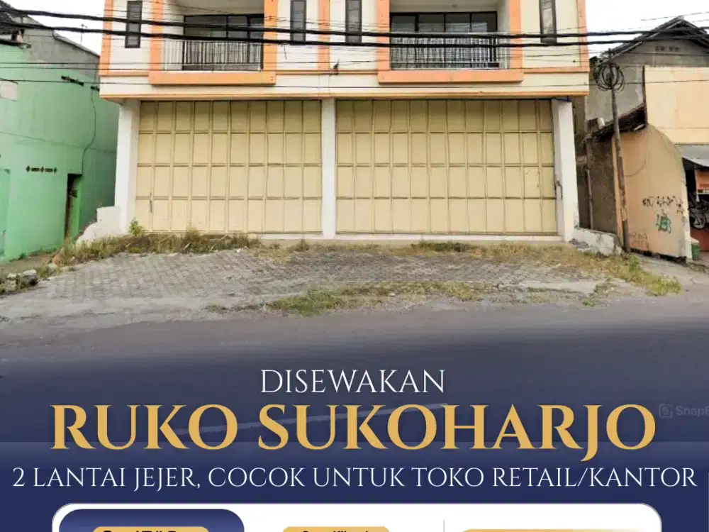 Ruko Strategis Pinggir Jalan Raya Pusat Bisnis Sukoharjo