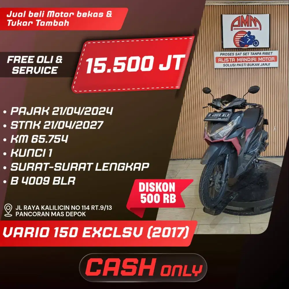 VARIO 150 EXCLSV TH 2017 BISA CASH/TRADE IN/ BAYAR PAKAI CC/PAYLATER