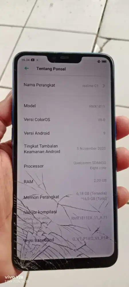 Realme c1   2/16  mnus retak normal smua orian