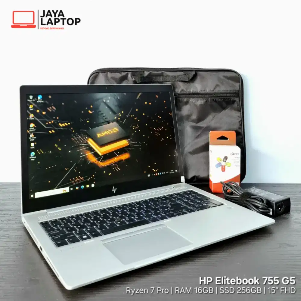 HP Elitebook 755 G5 Ryzen 7 Pro RAM 16GB SSD 256GB Laptop Second Bekas