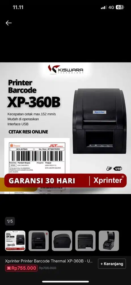 Xprinter label xp-360b