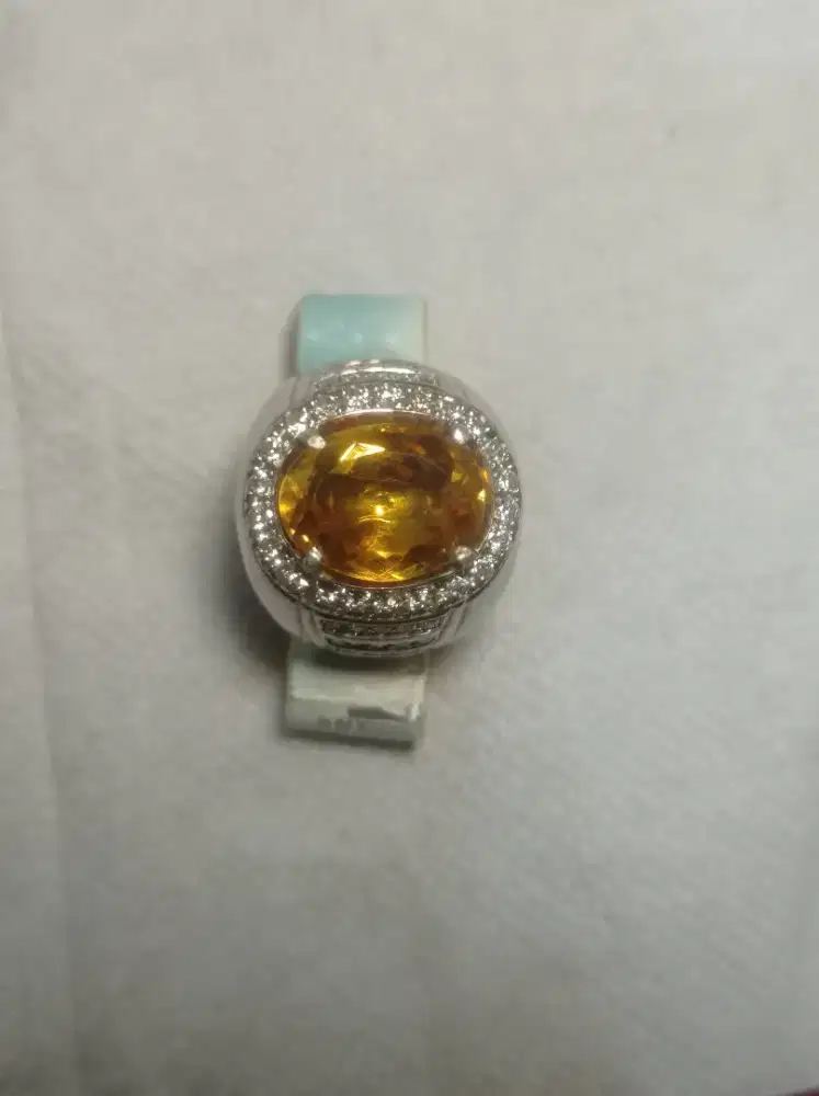 Batu yelow ring silver/ perak