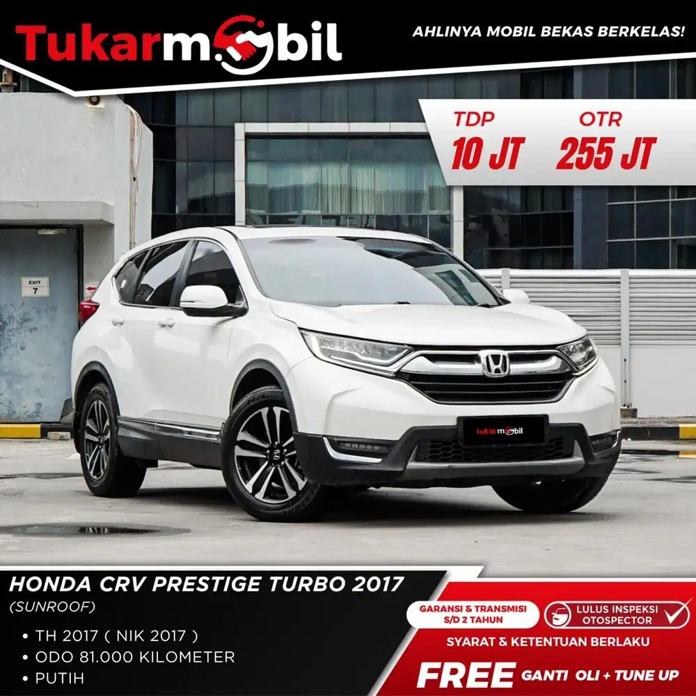 [BERGARANSI] HONDA CRV PRESTIGE TURBO TAHUN 2017 SUNROOF PUTIH