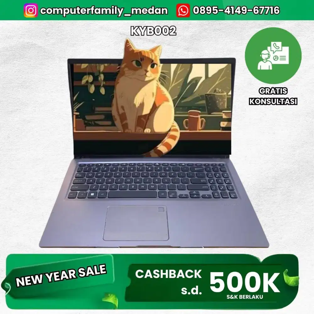 ASUS VIVOBOOK A516K N4500 RAM 4GB SSD 256GB BACKLITE FINGERPRINT+BONUS