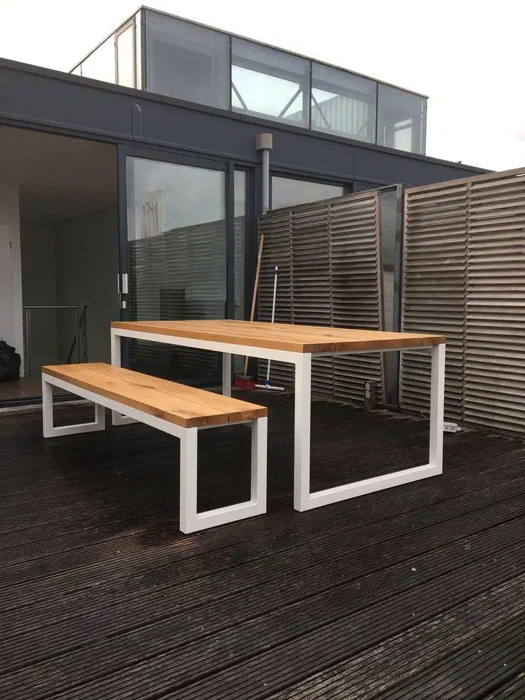 Set meja bangku outdoor ukuran 170x70x75x3 bangku 160x40x40x3cm