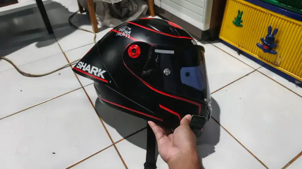Helm Full Face Custom Vixion - Shark Winter Test + Dark Visor + Wing