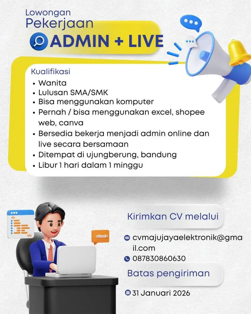 Dibutuhkan admin online