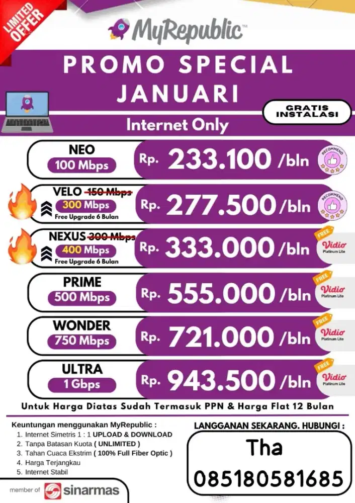 Terima pasang wifi my republic unlimited