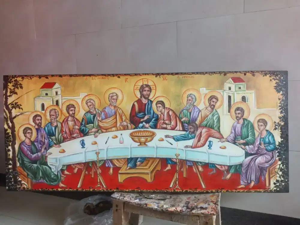 Dijual lukisan kanvas perjamuan 60x120 cm