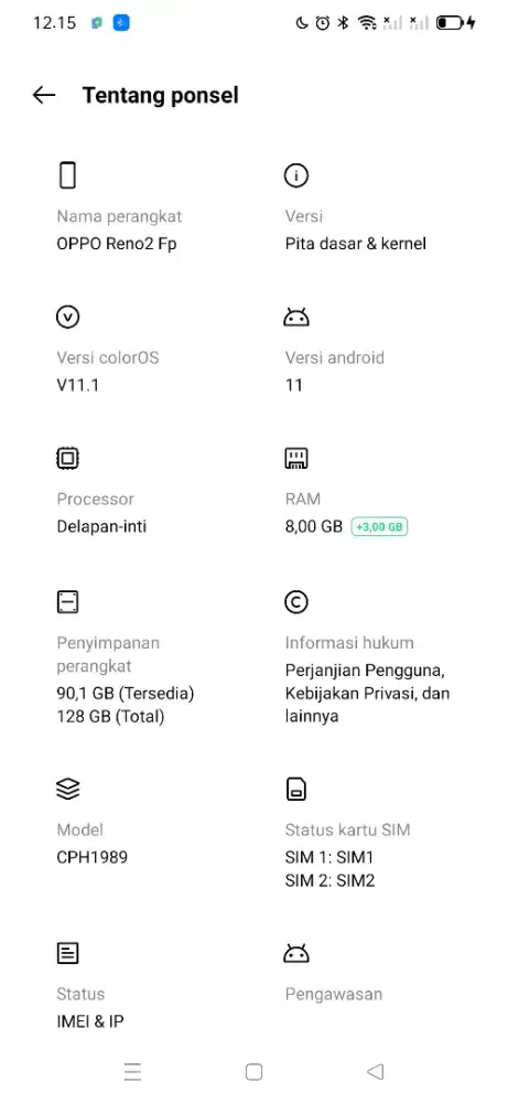 Oppo Reno 2F 8/128gb ada minus dikit