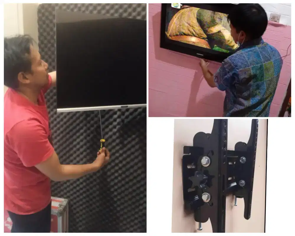 Pasangkan bracket dan Braket plus pasang terima rapih breket led tv