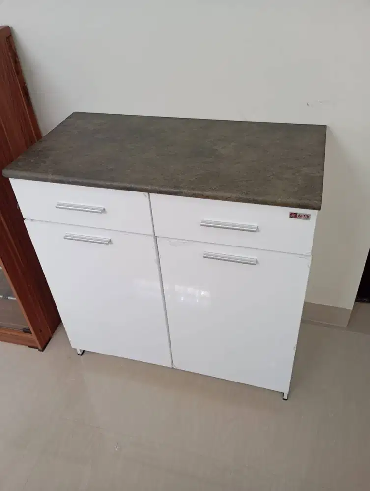 PROMO KITCHEN SET BAWAH 2 PINTU WHITE GLOSSY MERK ACTIV SALE