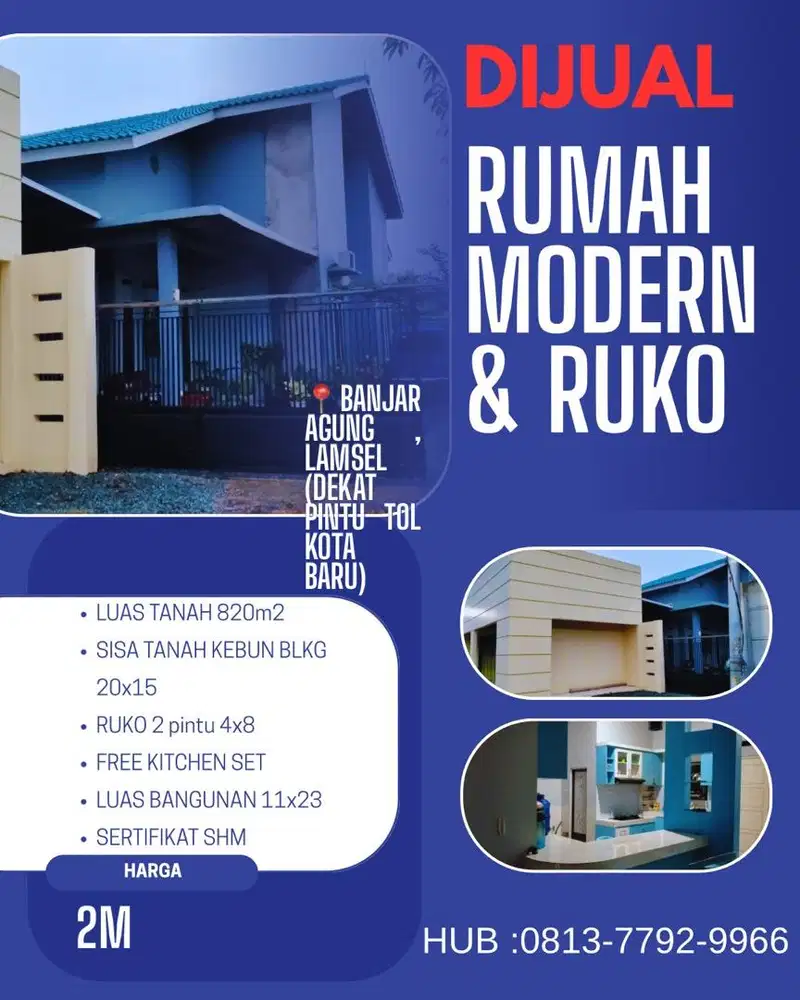 DIJUAL RUMAH & RUKO (Dekat pintu tol kotabaru)