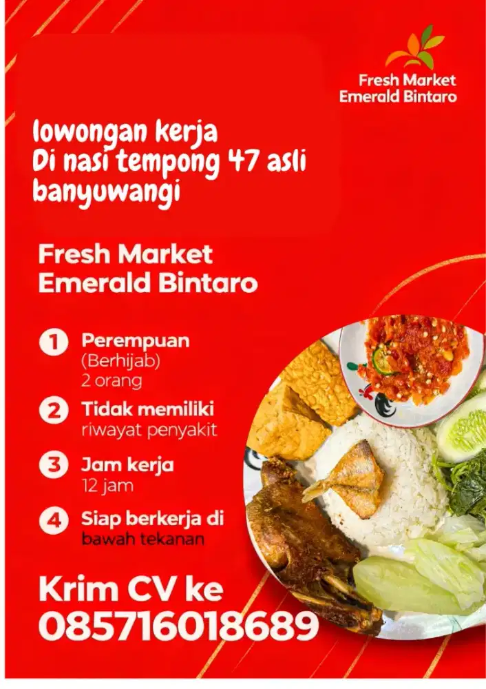 loker Nasi tempong 74 fresh market emerald bintaro