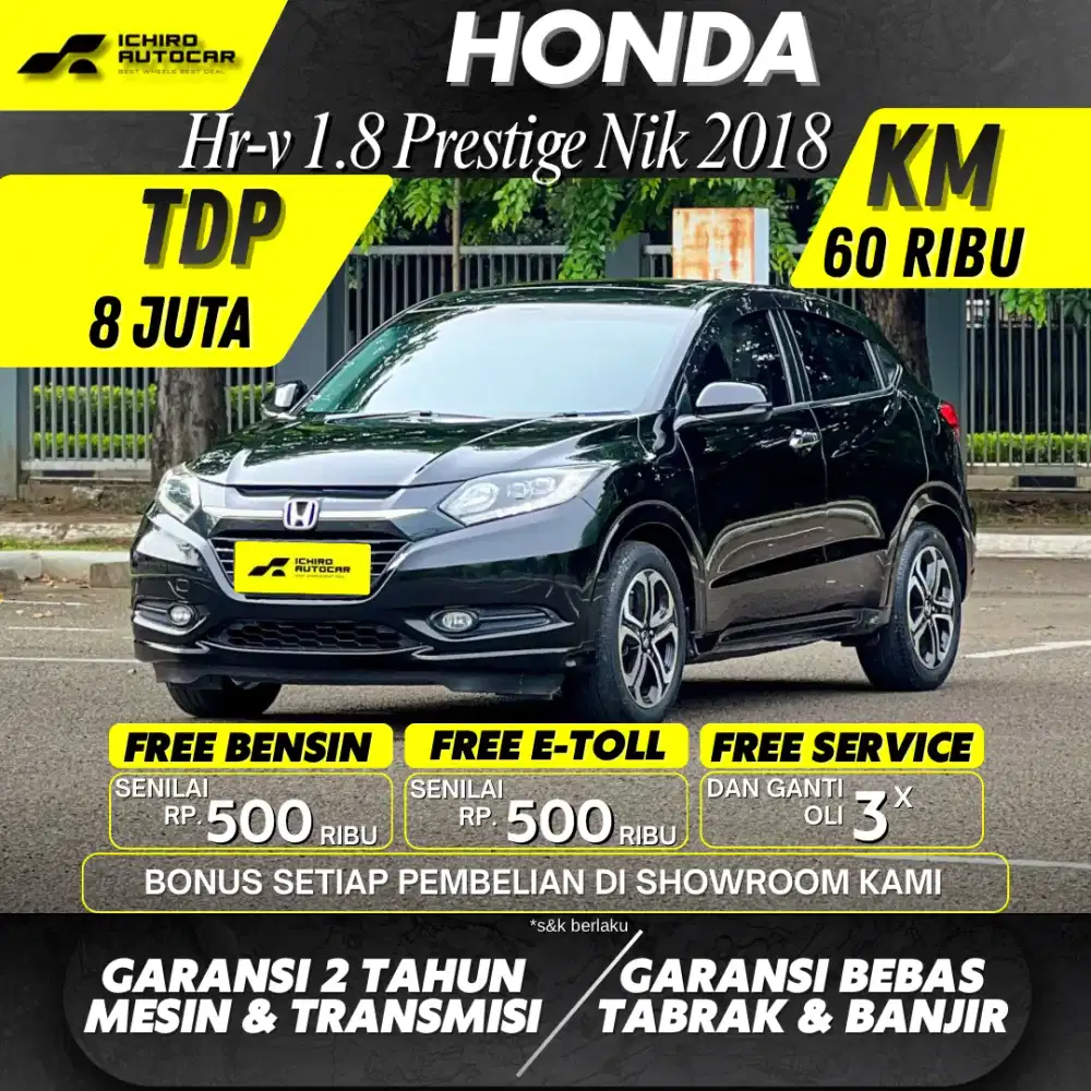 HONDA HRV E PRESTIGE 2018 KM 65RB PAJAK 05/26 PLAT GANJIL