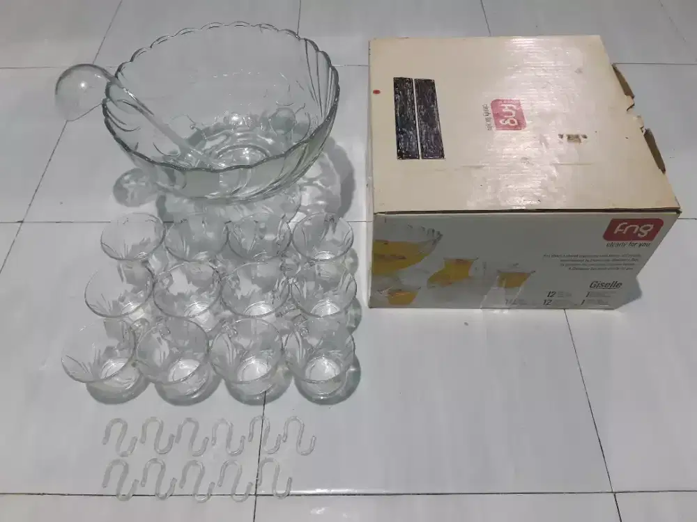 SET MANGKOK KACA ES BUAH/GLASS PUNCH BOWL FNG GISELLE 27 PCS