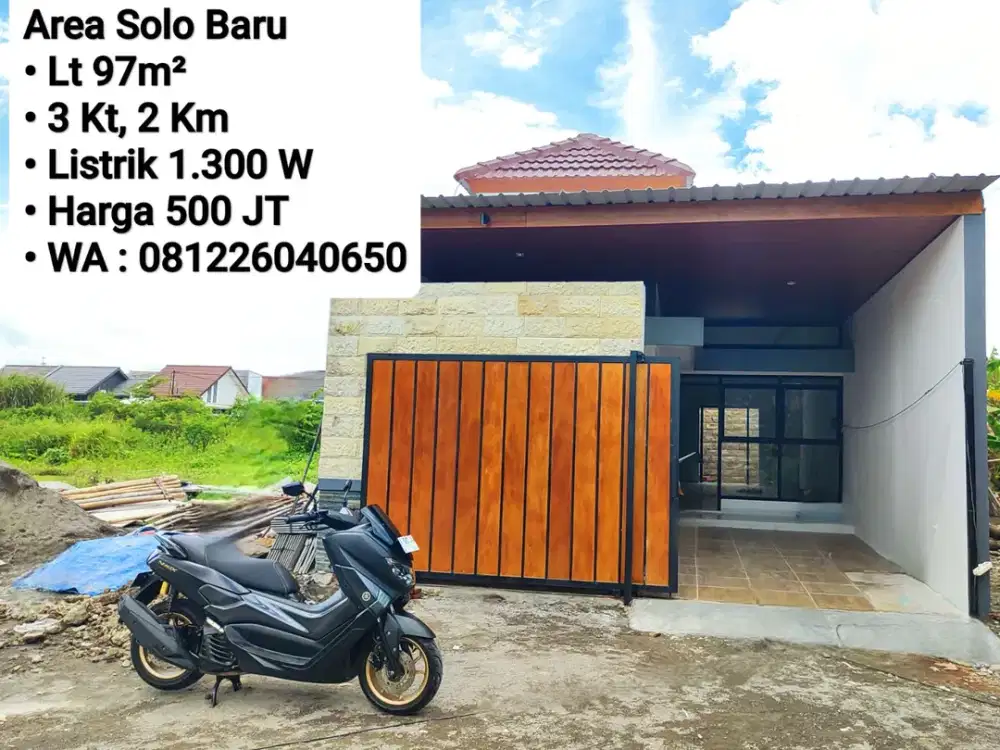 Jual Rumah Baru di Perumahan Area Cluster Solo Baru, Dekat Pakuwon, The Park
