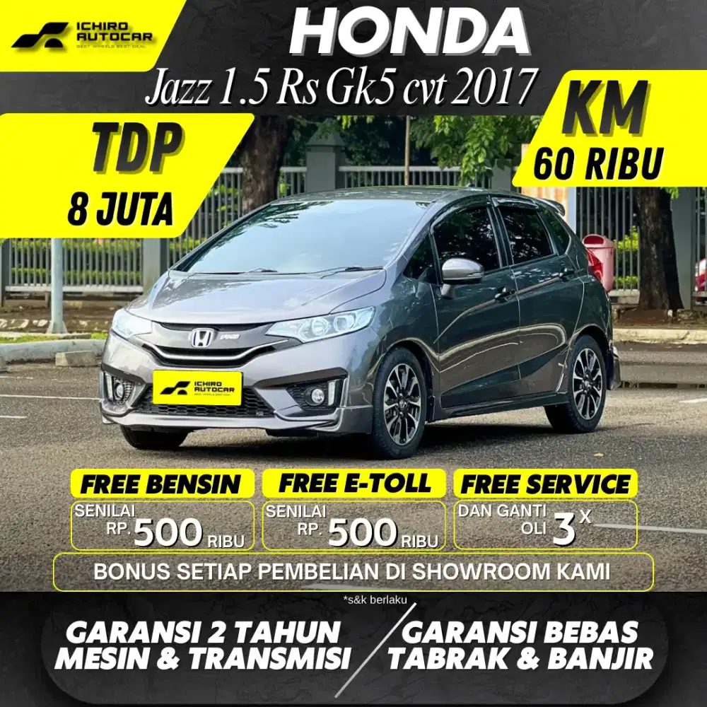 HONDA JAZZ RS 2017 KM 67RB PAJAK 07.26 PLAT B GENAP