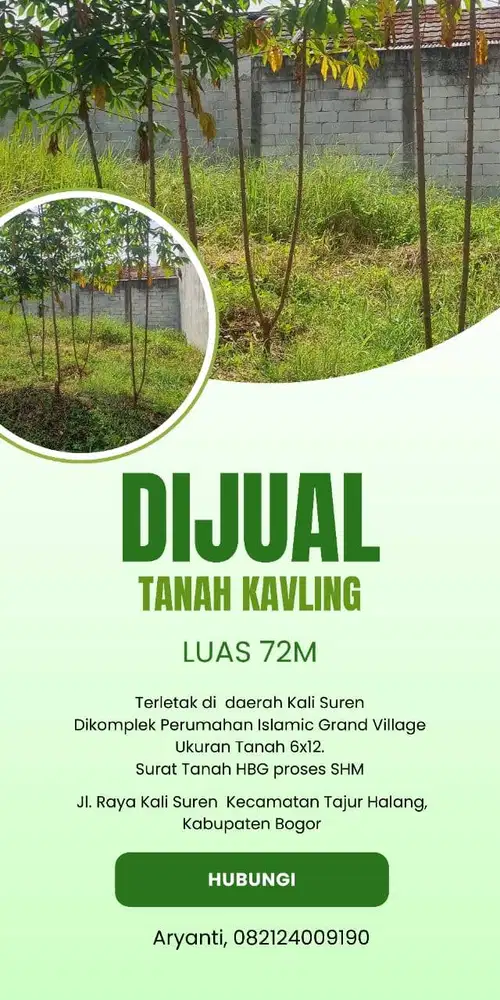 Jual Kavling 72M2