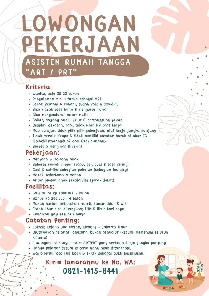 LOWONGAN ART SERIUS DAN JANGKA PANJANG