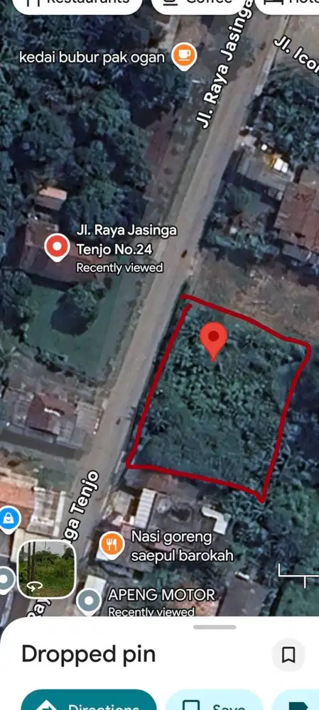 Dijual tanah pinggir jalan raya 2 arah