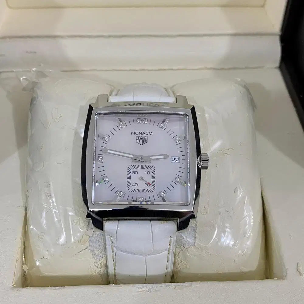 TAG Heuer Monaco WAW131B MOP dial diamond index 37mm quartz
