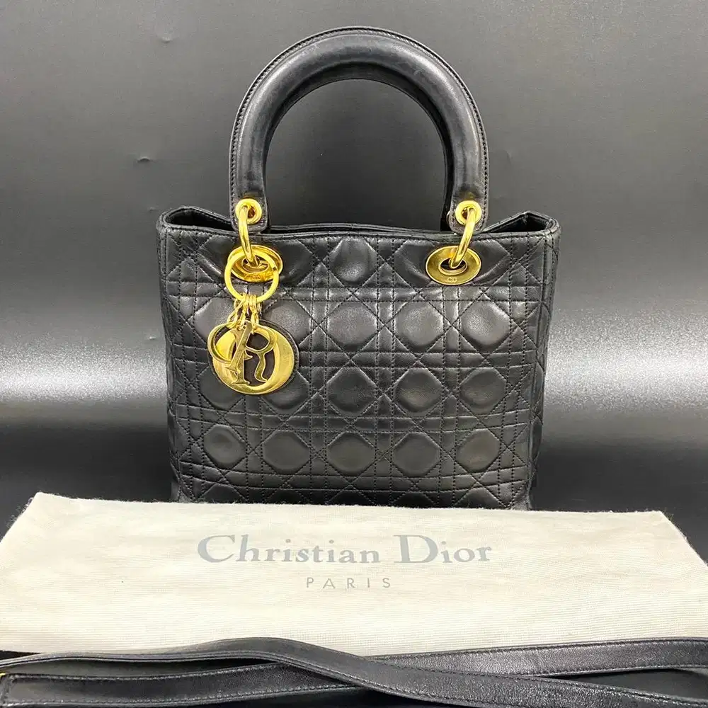 Lady Dior Black Lambskin Ghw Medium