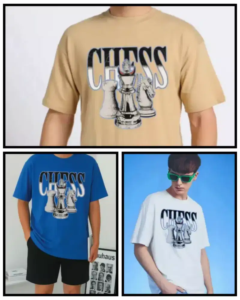 KAOS CHESS ( CATUR )READY STOK 3 WARNA SIZE XXL ( P x L = 72 x 59 cm )