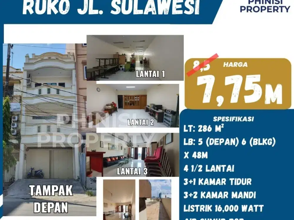 DIJUAL Ruko lokasi strategis di Jalan Sulawesi
