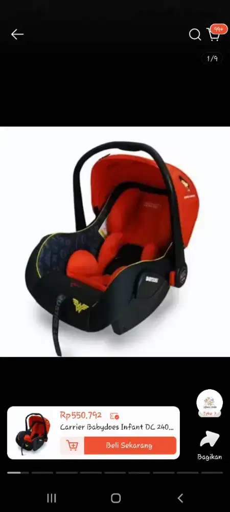 Jual Murah - Carseat Babydoes Canopy - Warna Merah Hitam