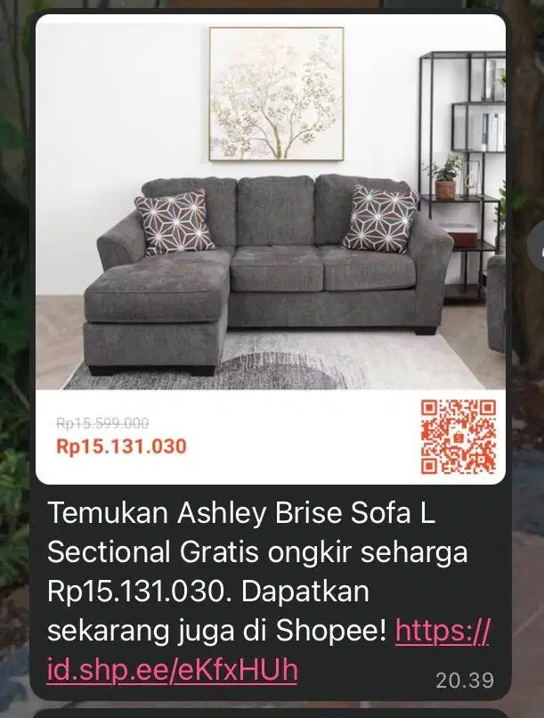 Sofa type L merk Ashley