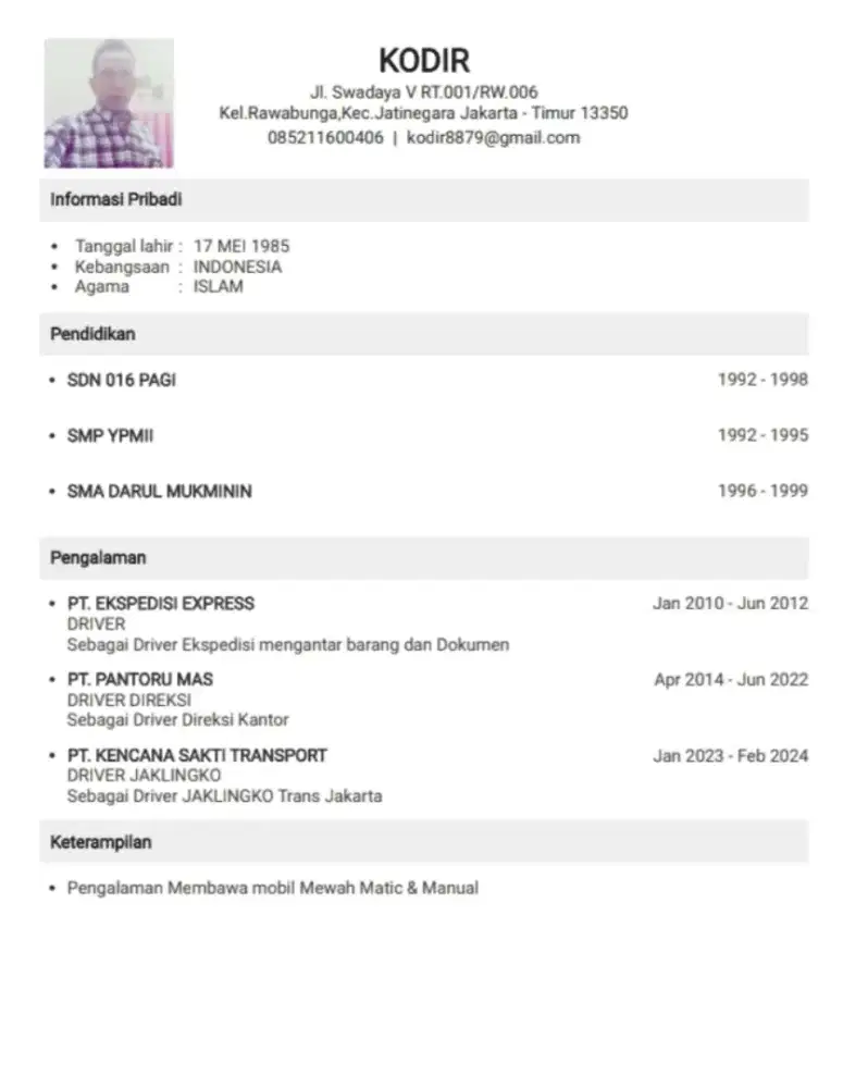 Cari pekerjaan Driver