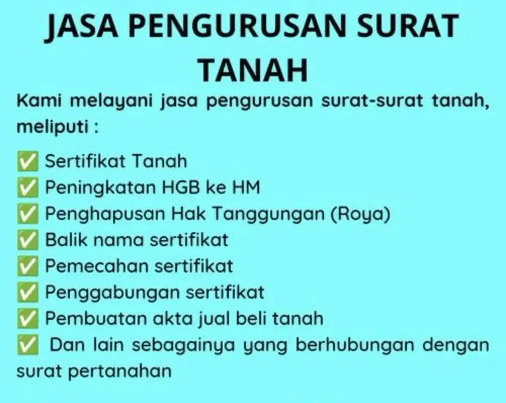 Jasa pengurusan surat² tanah
