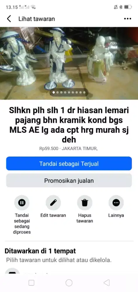 Slhkn plh slh 1 dr hiasan lemari pajang kramik lawas kond spt baru
