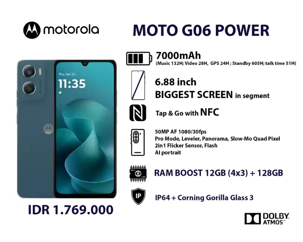 Motorola G06 power hp 1jutaan batre badak
