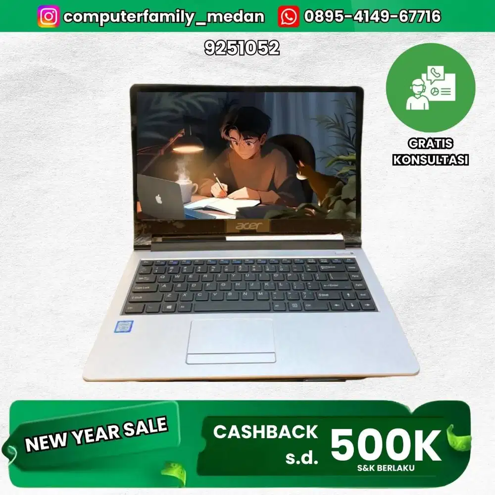 ACER Z476 14INC HD COREI3 GEN 7 RAM 4GB HDD 500GB LIKE NEW GARANSI OK