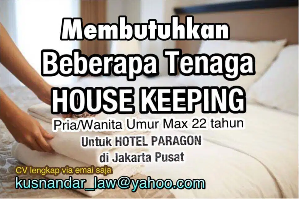 Loker HOUSE KEEPING untuk Hotel Paragon di Jakarta