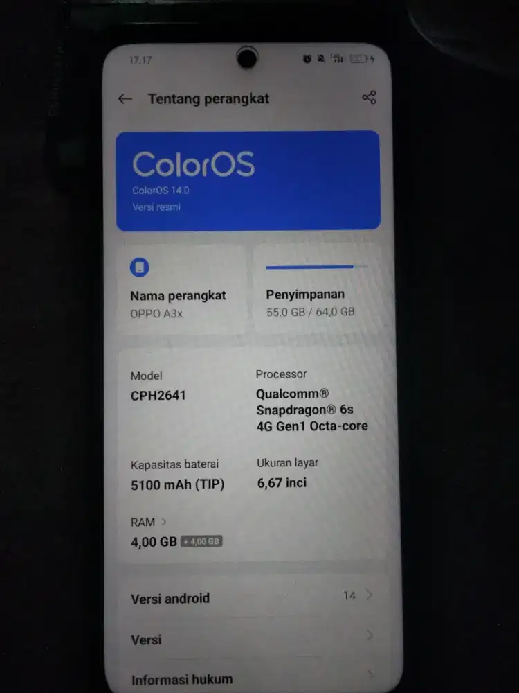 Oppo A3X 4/64 Fullset Fullori