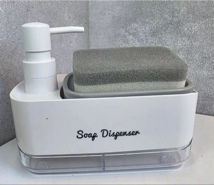 tempat sabun cuci piring dan tangan 2 in 1 merk AGOO Putih free spons