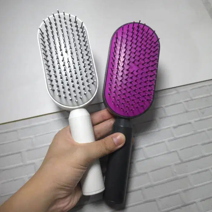 sisir rambut wanita magic comb self cleaning merk AGOO White