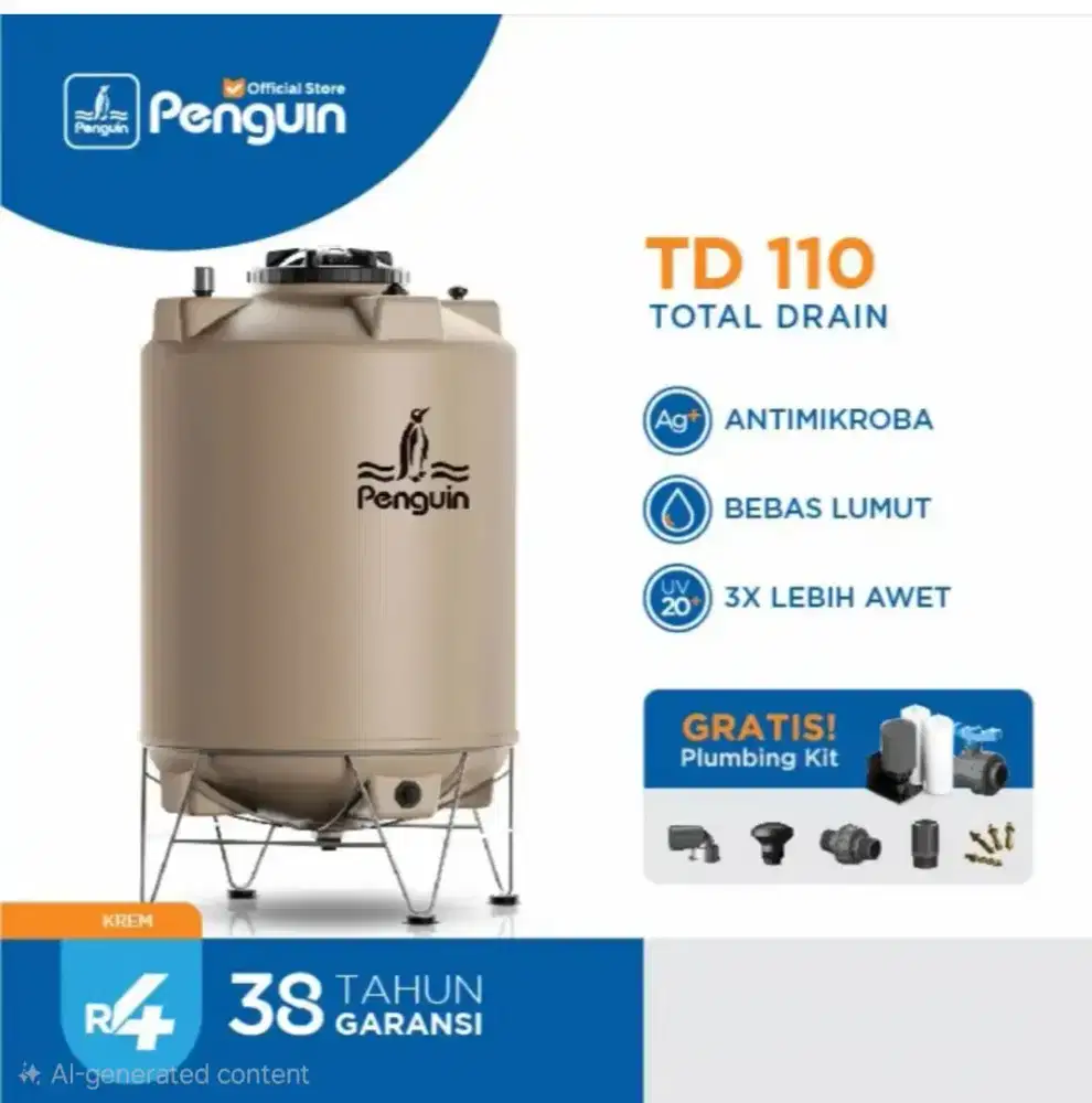 Penguin Tangki | Toren | Tandon Air TD 110 1000 liter - Krem