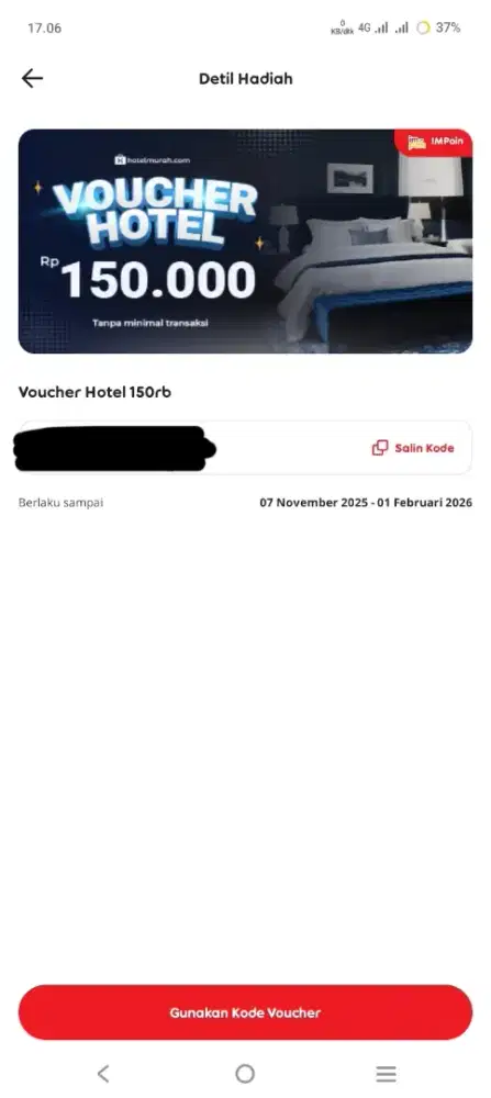 Voucher hotel 150k, tanpa minimal pembayaran.