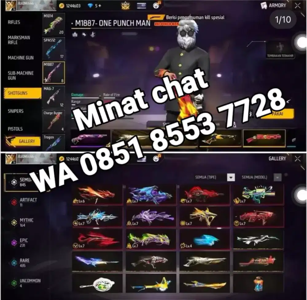 Jual akun ff sultan seveg gg di jamin asli