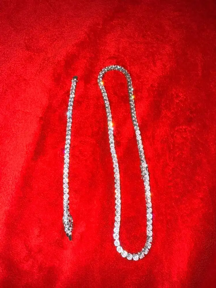 Necklace & Bracelet Tennis 5mm – White Gold Plated – Cubic Zirconia